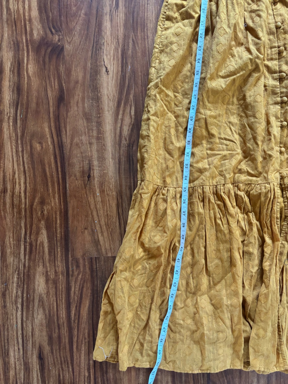 Anthropologie The Peregrine Midi Dress Mustard Marigold Yellow Smocked Boho Sz M - Picture 7 of 7